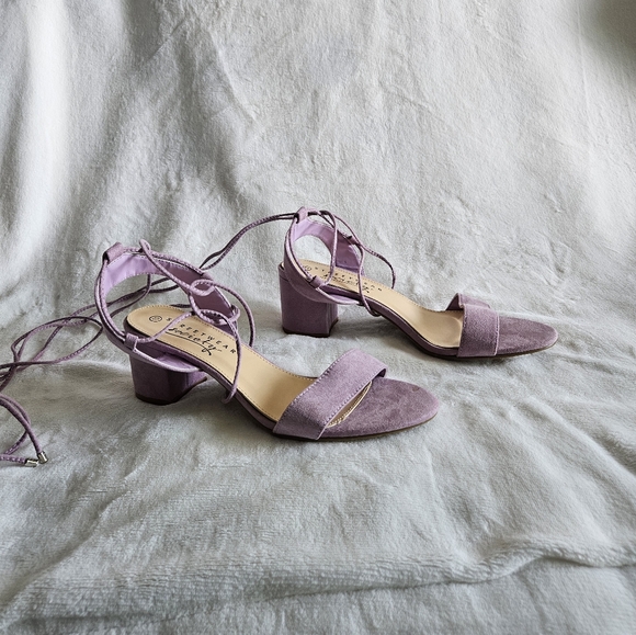 Women's Kitten Heel Lace Up Open Toe Sandals Sz 10 - Picture 7 of 7